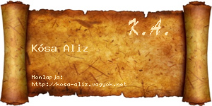 Kósa Aliz névjegykártya